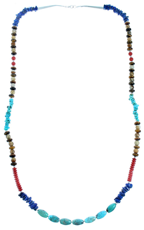 Authentic Sterling Silver Multicolor Bead Necklace SX114998